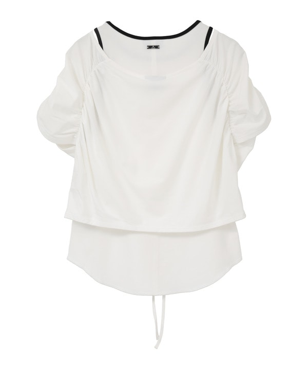 DRAWSTRING GATHER LAYERED TOPS 詳細画像 1