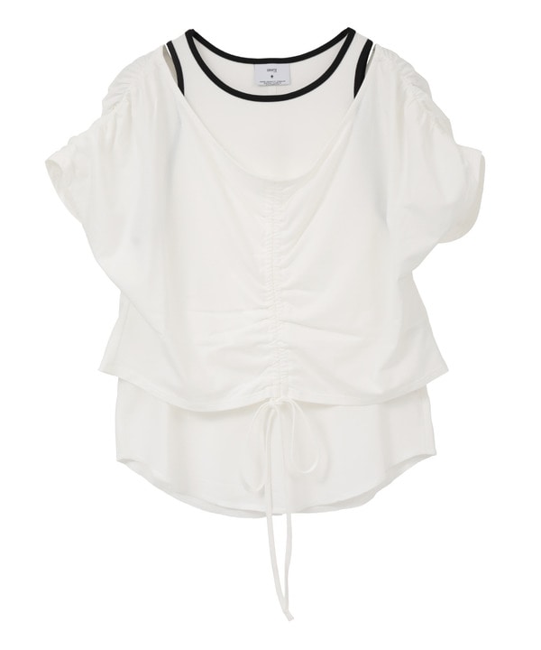 DRAWSTRING GATHER LAYERED TOPS 詳細画像 オフホワイト 1