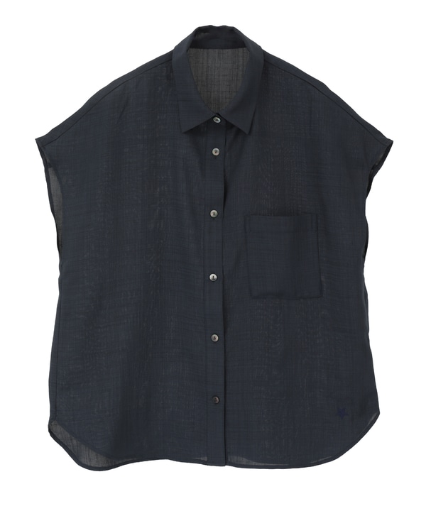 SHEER FRENCH SLEEVE SHIRT 詳細画像 ネイビー 1