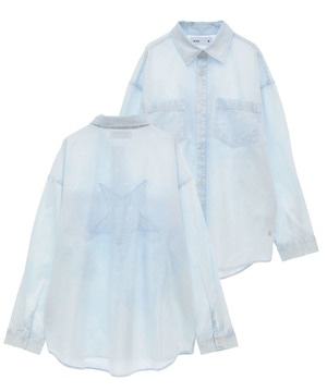 ACID WASH STAR★ PATCH OVER SHIRT