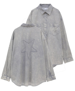 ACID WASH STAR★ PATCH OVER SHIRT