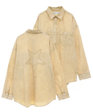 ACID WASH STAR★ PATCH OVER SHIRT