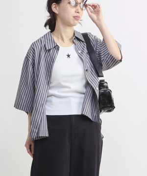 SHEER STRIPE OVER SHIRT