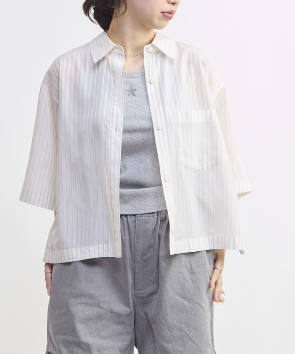 SHEER STRIPE OVER SHIRT 詳細画像 ホワイト 1