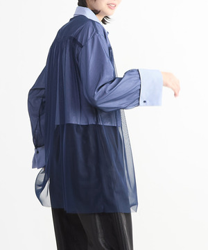 TULLE LAYERED STRIPE SHIRT