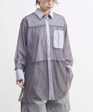 TULLE LAYERED STRIPE SHIRT