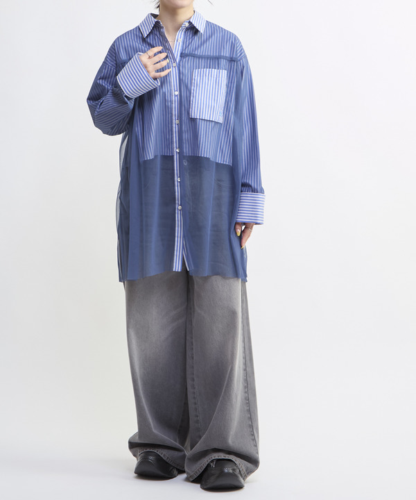 TULLE LAYERED STRIPE SHIRT 詳細画像 13