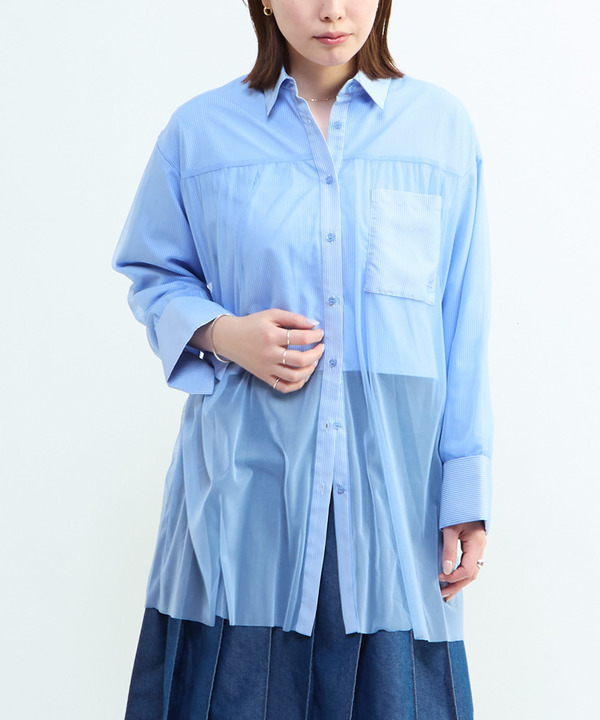 TULLE LAYERED STRIPE SHIRT 詳細画像 2