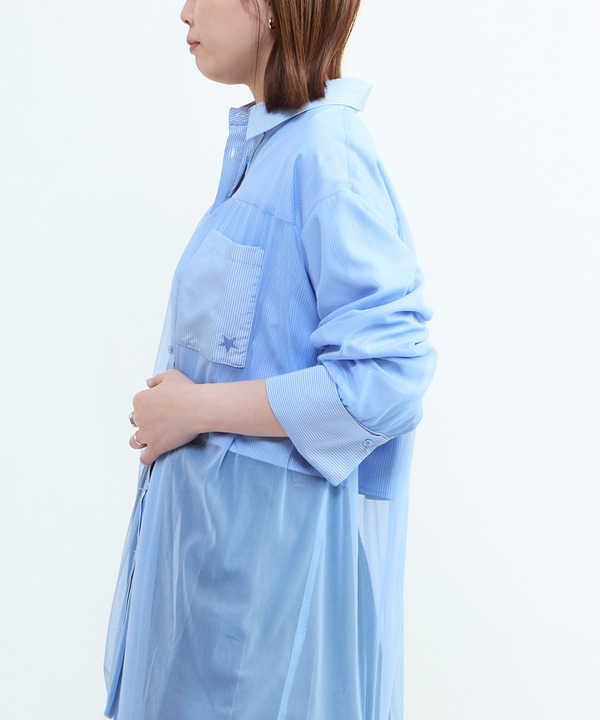 TULLE LAYERED STRIPE SHIRT 詳細画像 3
