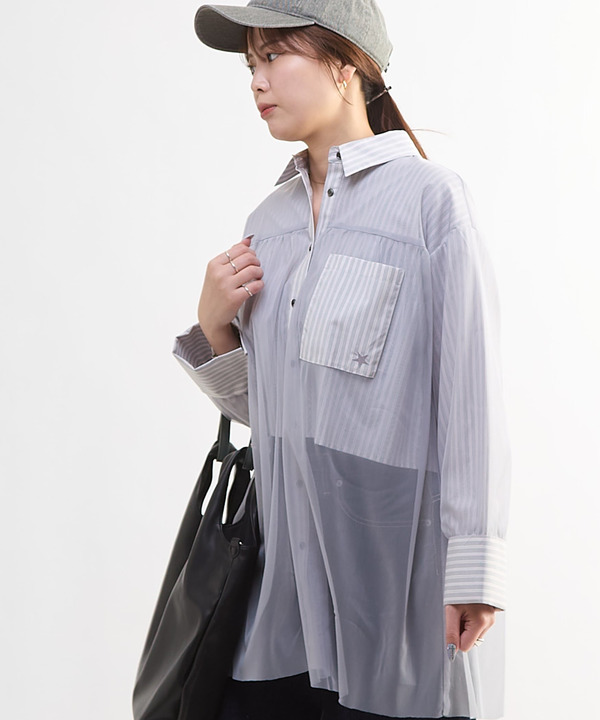 TULLE LAYERED STRIPE SHIRT 詳細画像 7