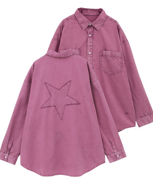 ACID WASH STAR★ PATCH OVER SHIRT