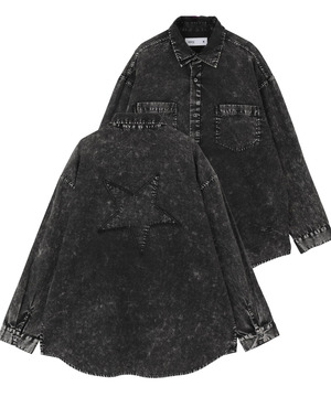 ACID WASH STAR★ PATCH OVER SHIRT