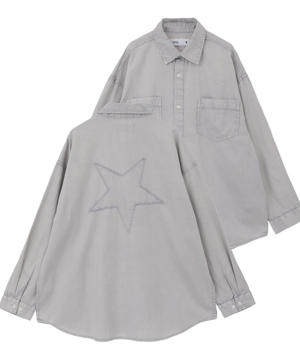 ACID WASH STAR★ PATCH OVER SHIRT 詳細画像 グレー 1