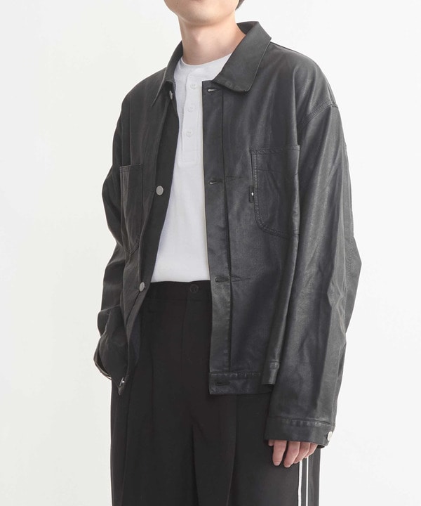 FAKE LEATHER COTTON JACKET 詳細画像 ブラック 1