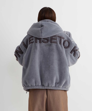 BIG LOGO FUR HOODIE JACKET