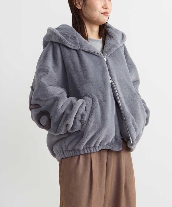 BIG LOGO FUR HOODIE JACKET 詳細画像 1