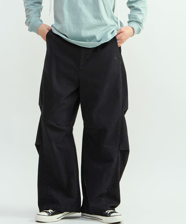 VINTAGE-LIKE BARREL LEG PANTS 詳細画像 ブラック 1