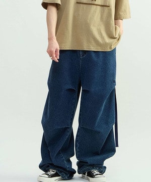 DENIM WIDE CARGO PANTS