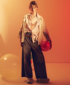【HL】DOUBLE WAIST WIDE DENIM PANTS