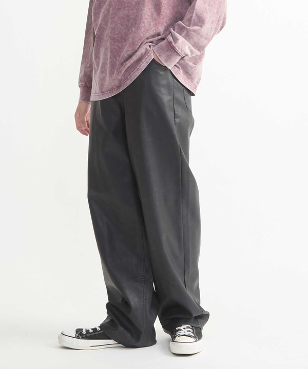 FAKE LEATHER COTTON STRAIGHT PANTS 詳細画像 1