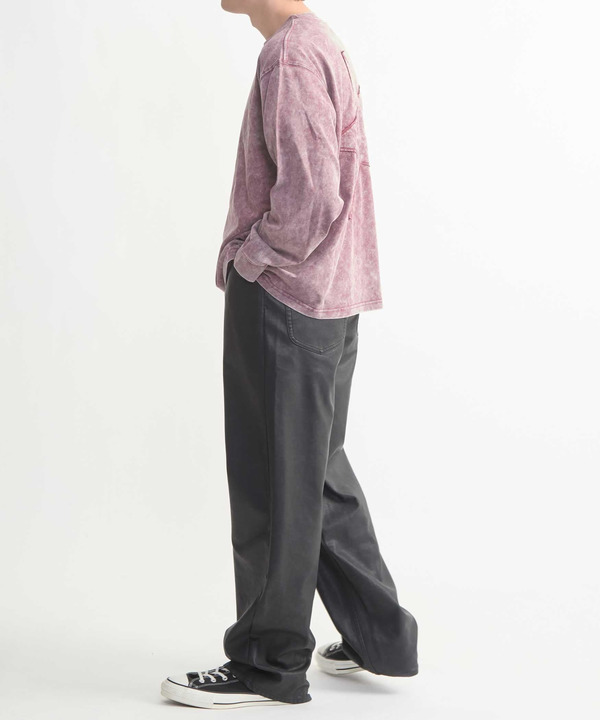FAKE LEATHER COTTON STRAIGHT PANTS 詳細画像 2