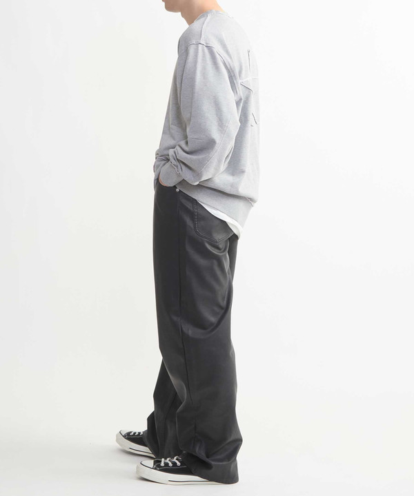 FAKE LEATHER COTTON STRAIGHT PANTS 詳細画像 7