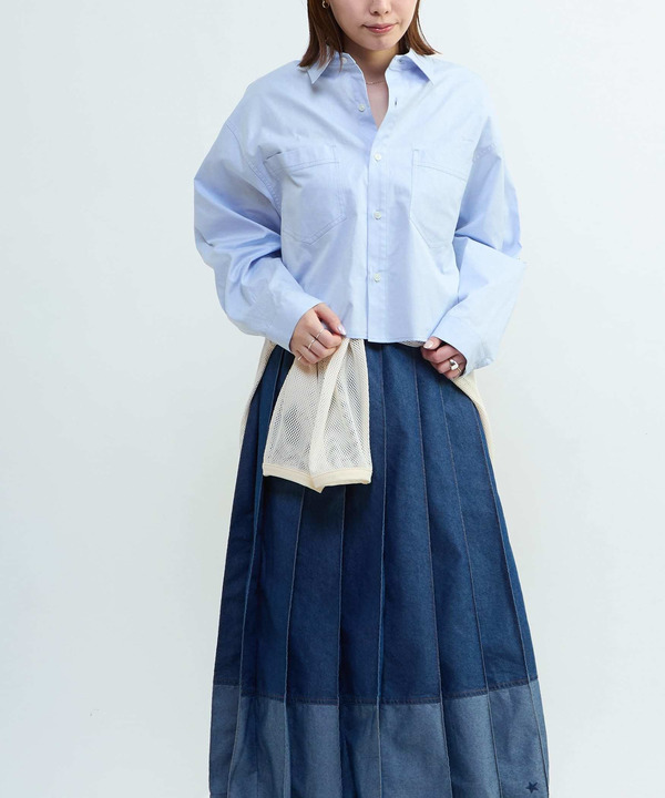 LIGHT DENIM PLEATED SKIRT 詳細画像 1