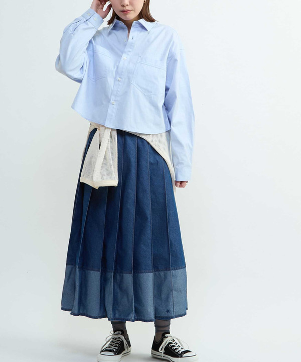LIGHT DENIM PLEATED SKIRT 詳細画像 3
