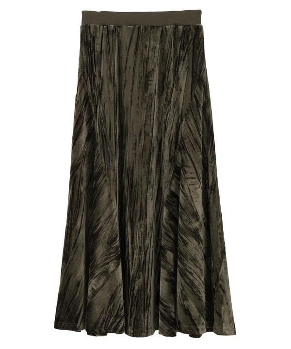 CRUSH VELOUR FLARE SKIRT 詳細画像 グリーン 1