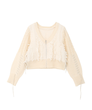 PATCHWORK STITCH CABLE KNIT CARDIGAN