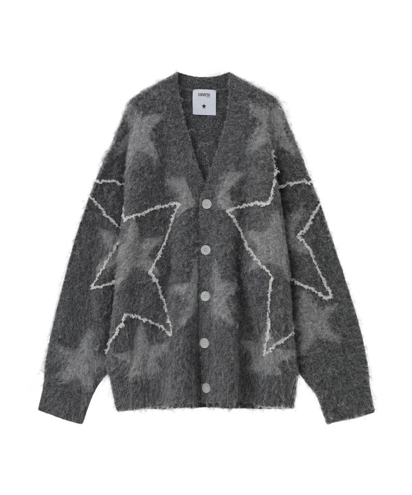 STAR★ ALLOVER STITCH KNIT CARDIGAN 詳細画像 グレー 1