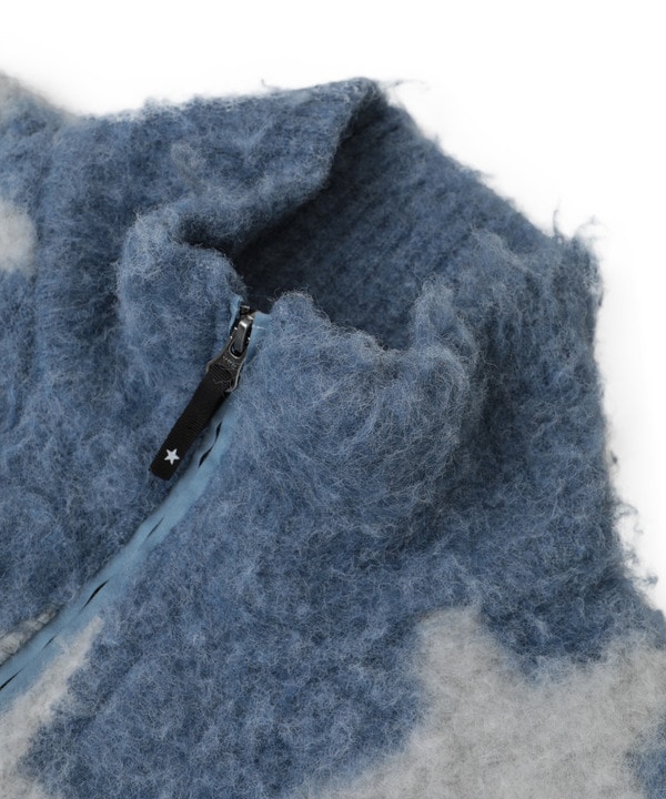 STAR★ ALLOVER STITCH ZIP-UP KNIT CARDIGAN 詳細画像 2