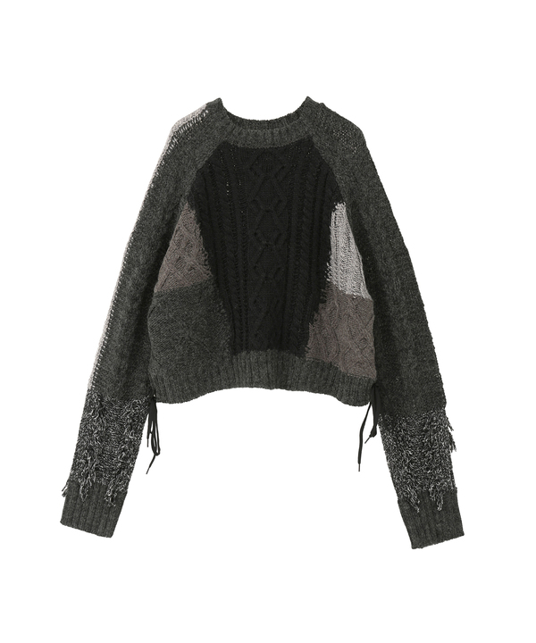 PATCHWORK STITCH CABLE KNIT 詳細画像 ブラック 1