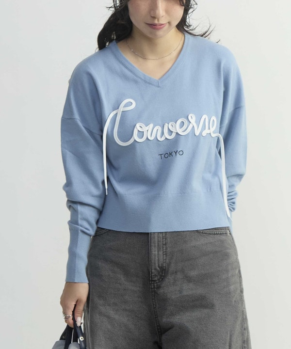 SPINDLE LOGO VNECK KNIT 詳細画像 ブルー 1