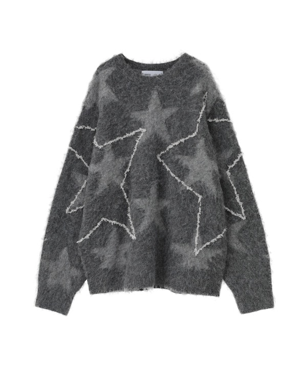 STAR★ ALLOVER STITCH KNIT PULLOVER 詳細画像 グレー 1