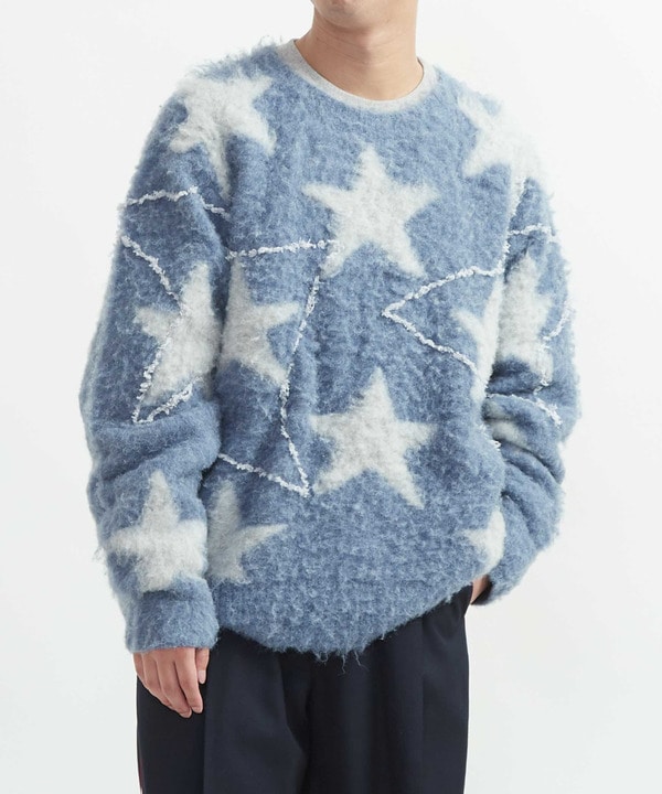 STAR★ ALLOVER STITCH KNIT PULLOVER 詳細画像 サックスブルー 1
