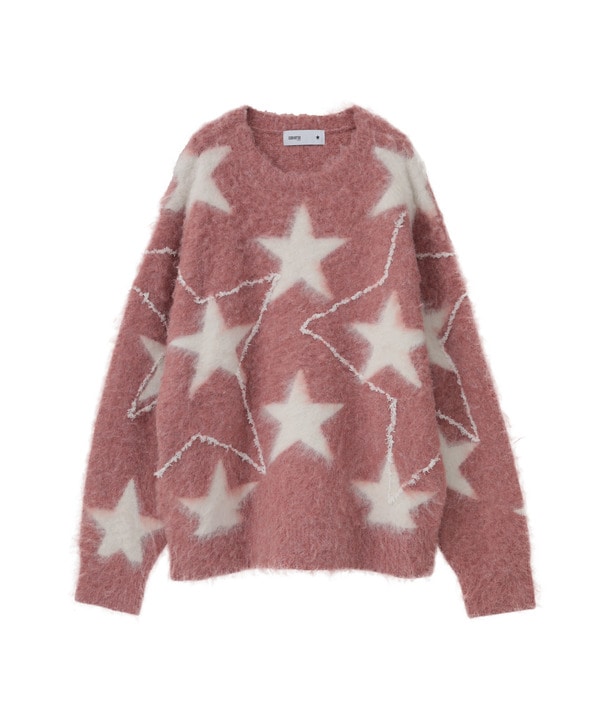 STAR★ ALLOVER STITCH KNIT PULLOVER 詳細画像 ピンク 1