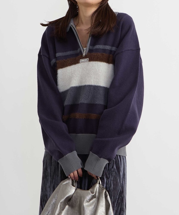 HL HALF-ZIP BORDER KNIT PULLOVER 詳細画像 9