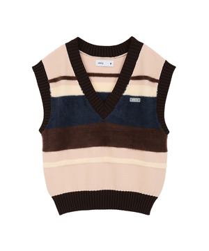 HL BORDER V-NECK KNIT VEST