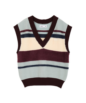 HL BORDER V-NECK KNIT VEST