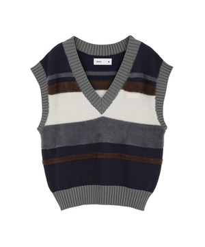 HL BORDER V-NECK KNIT VEST