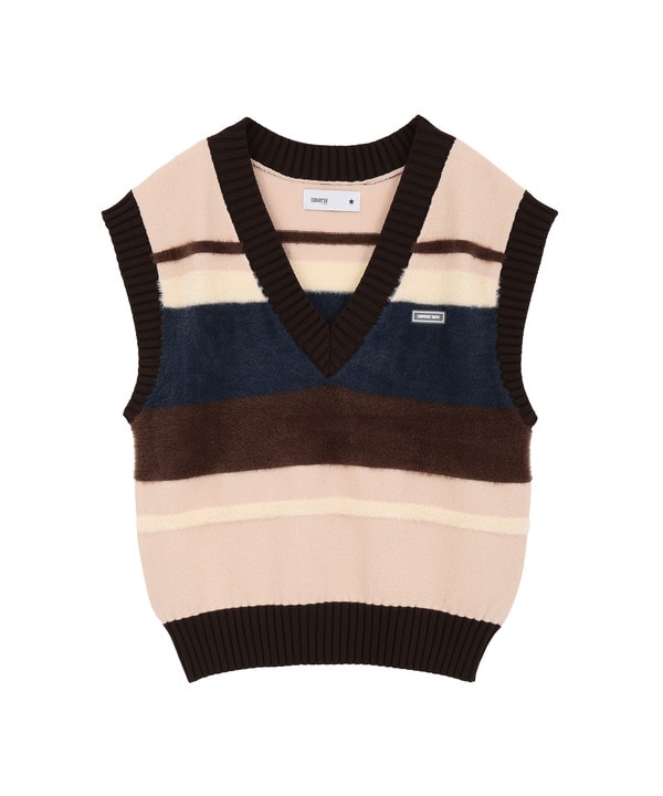 HL BORDER V-NECK KNIT VEST 詳細画像 ピンク 1