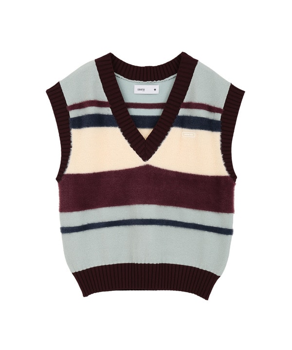 HL BORDER V-NECK KNIT VEST 詳細画像 ミント 1