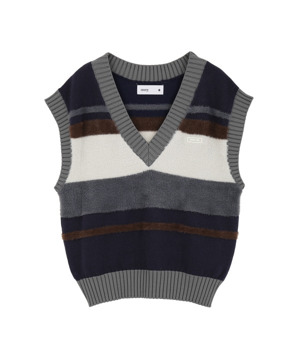 HL BORDER V-NECK KNIT VEST 詳細画像 ネイビー 1