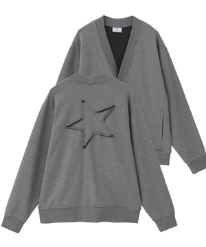 BACK STAR★ PATCH INDIGO SWEAT CARDIGAN