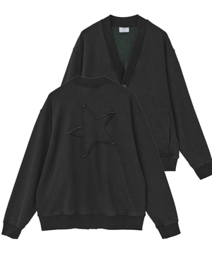 BACK STAR★ PATCH INDIGO SWEAT CARDIGAN
