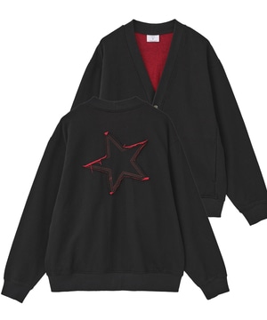 BACK STAR★ PATCH INDIGO SWEAT CARDIGAN