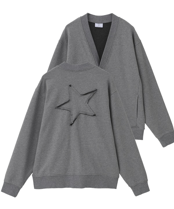 BACK STAR★ PATCH INDIGO SWEAT CARDIGAN 詳細画像 グレー 1