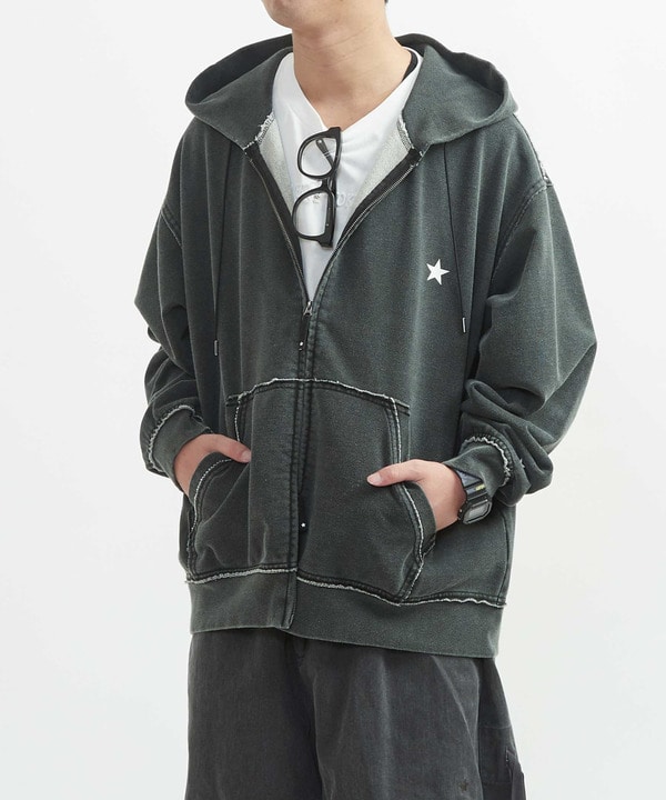 INDIGO SPRAY DYE HOODIE 詳細画像 ブラック 1