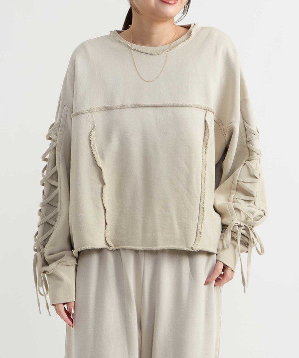 LACE-UP SLEEVE VINTAGE SWEAT 詳細画像 3